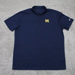 Nike Golf Michigan Polo Shirt Men XL Blue M Letterwinners Logo Dri-Fit Polyester